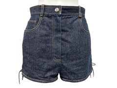 CHANEL Shorts Skirt Here Mark Denim Navy Cotton Size 40 P07818V05664 Good Condition Used 59736