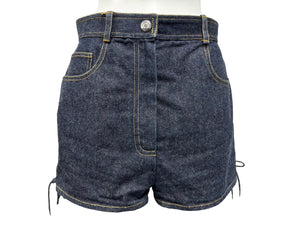 CHANEL Shorts Skirt Here Mark Denim Navy Cotton Size 40 P07818V05664 Good Condition Used 59736