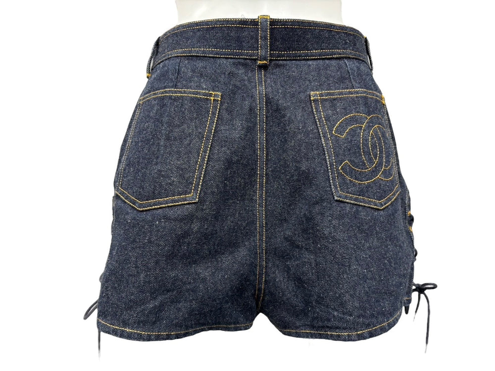 CHANEL シャネル ショートパンツ スカート ココマーク デニム ネイビー コットン サイズ40 P07818V05664 美品 中古 59736