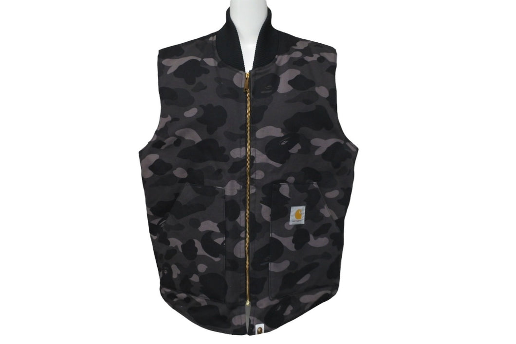 A BATHING APE アベイシングエイプ CARHARTT カーハート ダックベスト 1ST CAMO ブラック サイズL 美品 中古  59740 – Casanova Vintage