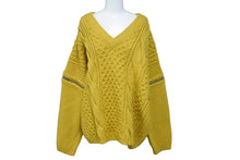 画像をギャラリービューアに読み込む, GUCCI グッチ V ネック ニット セーター デタッチャブルスリーブ ケーブルニット ウール 673684 美品 中古 59742