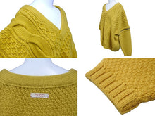 画像をギャラリービューアに読み込む, GUCCI グッチ V ネック ニット セーター デタッチャブルスリーブ ケーブルニット ウール 673684 美品 中古 59742