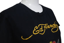 画像をギャラリービューアに読み込む, Ed Hardy エドハーディー 半袖Tシャツ サイズM タトゥーモチーフ ハート プリント ラインストーン ブラック 美品 中古 4b000598