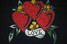 画像をギャラリービューアに読み込む, Ed Hardy エドハーディー 半袖Tシャツ サイズM タトゥーモチーフ ハート プリント ラインストーン ブラック 美品 中古 4b000598