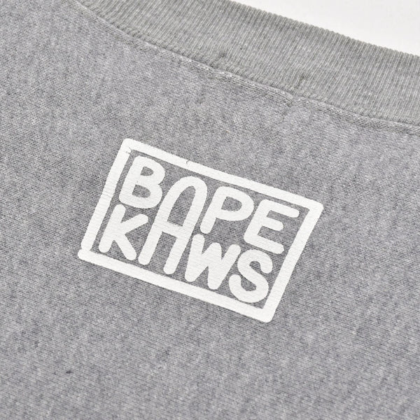A BATHING APE ア ベイシング エイプ × カウズ BABY MILO BAPESTA FACE クルーネックスウェット グレー バベスタ ベビーマイロ NIGO期 Lサイズ 美品 中古 4a005980