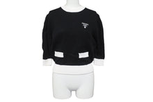 Load image into Gallery viewer, PRADA プラダ コットン クルーネック クロップド ニット ブラック ホワイト ロゴ P24I1R サイズ38 美品 中古 59816