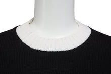 Load image into Gallery viewer, PRADA プラダ コットン クルーネック クロップド ニット ブラック ホワイト ロゴ P24I1R サイズ38 美品 中古 59816