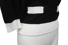 Load image into Gallery viewer, PRADA プラダ コットン クルーネック クロップド ニット ブラック ホワイト ロゴ P24I1R サイズ38 美品 中古 59816