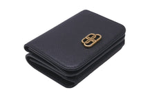 画像をギャラリービューアに読み込む, BALENCIAGA バレンシアガ 三つ折り財布 ミニウォレット BB ロゴ ブラック 601387 レザー ゴールド金具 良品 中古 59848