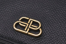 画像をギャラリービューアに読み込む, BALENCIAGA バレンシアガ 三つ折り財布 ミニウォレット BB ロゴ ブラック 601387 レザー ゴールド金具 良品 中古 59848