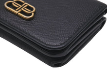 画像をギャラリービューアに読み込む, BALENCIAGA バレンシアガ 三つ折り財布 ミニウォレット BB ロゴ ブラック 601387 レザー ゴールド金具 良品 中古 59848
