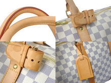 画像をギャラリービューアに読み込む, LOUIS VUITTON ルイヴィトン ボストンバッグ キーポル50 ダミエアズール N41430 ホワイト 美品 中古 59856