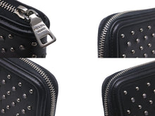 Load image into Gallery viewer, PRADA プラダ 長財布 ラウンドファスナー スタッズ ブラック レザー 1M0506 シルバー金具 美品 中古 59888