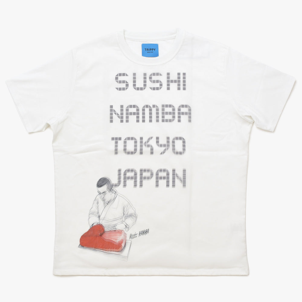 新品未使用 TRIPPY MIKIO ART トリッピーミキオアート 鮨 なんば コラボレーションTシャツ SMB-001 ホワイト NAMBA XLサイズ 中古 4a005990