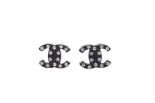 画像をギャラリービューアに読み込む, CHANEL シャネル ピアス ココマーク ラインストーン ブラック シルバー金具 04A 美品 中古 59931