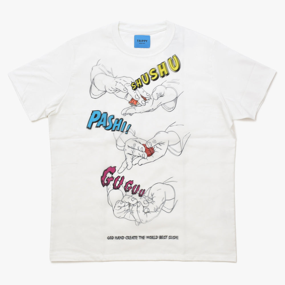 新品未使用 TRIPPY MIKIO ART トリッピーミキオアート 鮨 なんば コラボレーションTシャツ SMB-003 ホワイト GOD HAND XLサイズ 中古 4a005997