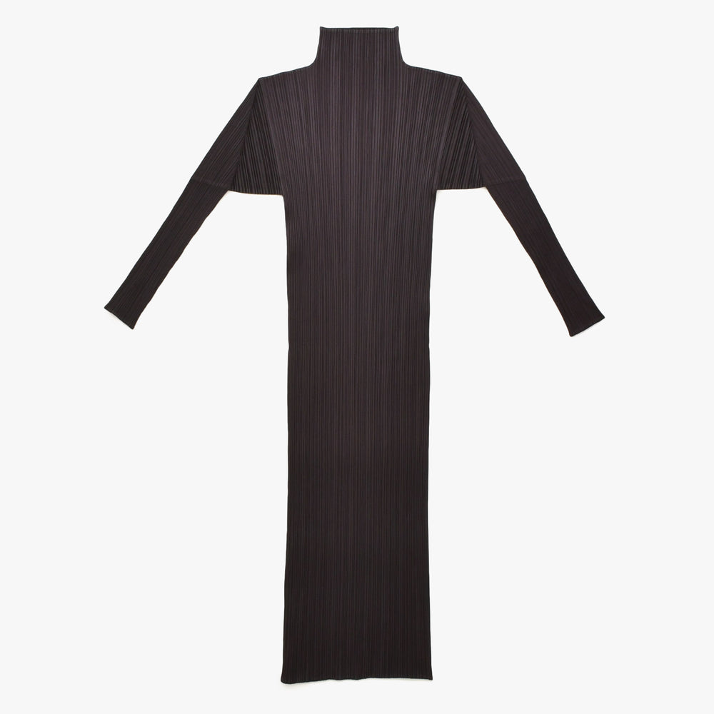 極美品 PLEATS PLEASE ISSEY MIYAKE プリーツプリーズ イッセイミヤケ ワンピース プリーツ加工 サイズ3 ポリエステル ブラウン 中古 4a006002