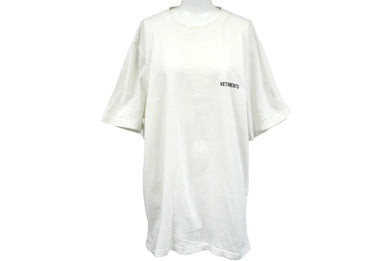 VETEMENTS ヴェトモン 半袖Ｔシャツ ユニセックス ホワイト ロゴ コットン サイズL UAH21TR501 良品 中古 60039