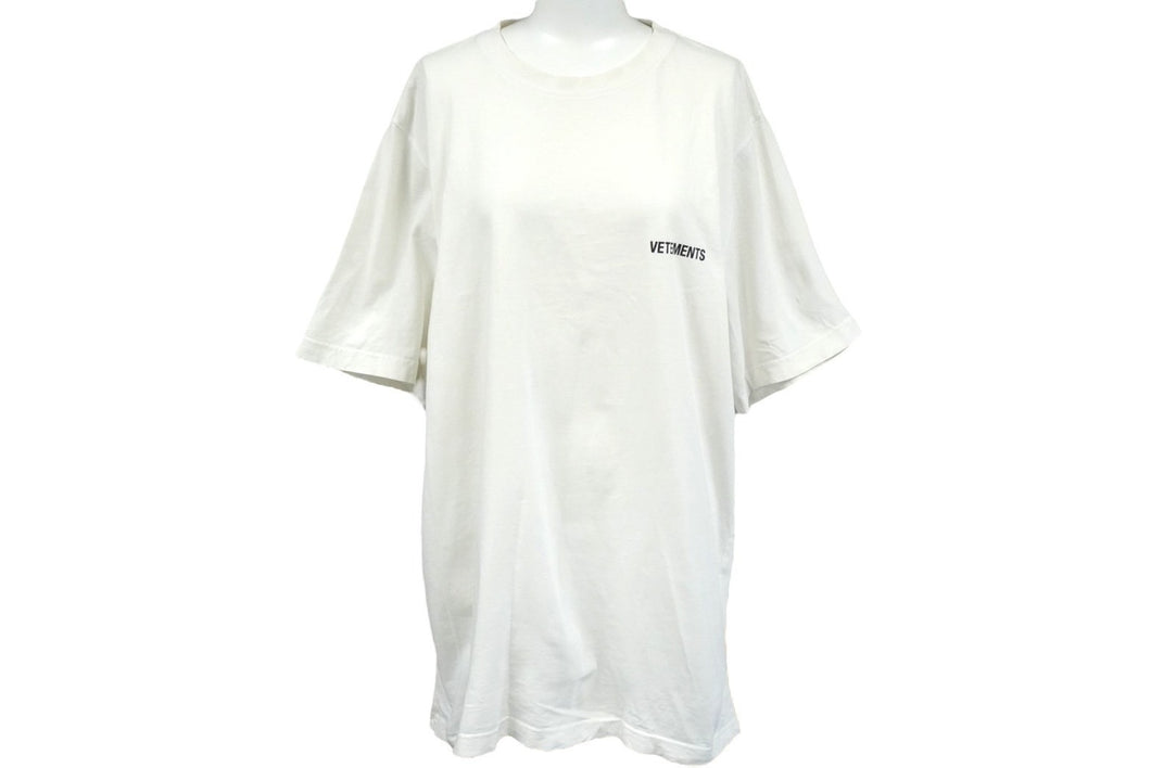 VETEMENTS ヴェトモン 半袖Ｔシャツ ユニセックス ホワイト ロゴ コットン サイズL UAH21TR501 良品 中古 60039