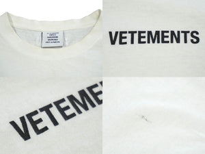 VETEMENTS ヴェトモン 半袖Ｔシャツ ユニセックス ホワイト ロゴ コットン サイズL UAH21TR501 良品 中古 60039