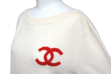 画像をギャラリービューアに読み込む, CHANEL シャネル ラパウザ ニット ココマーク ロゴ ホワイト 2019年 カシミヤ サイズ34 P60447K46038 美品 中古 60047