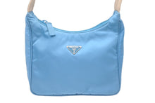 Load image into Gallery viewer, PRADA プラダ ホーボー ハンドバッグ ブルー 水色 ナイロン トライアングルロゴ 鞄 手持ち ワンショルダー 美品 中古 60130