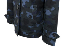 Load image into Gallery viewer, A BATHING APE アベイシングエイプ ファーコート カモ柄 ブルー ネイビー ファー取り外し可 サイズXS 1860-241-505 美品 中古 60178