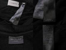 画像をギャラリービューアに読み込む, 新品同様 BALENCIAGA バレンシアガ キャンペーンロゴダメージ加工ジップアップフーディー サイズL ブラック 720424TNVK5 中古 60186