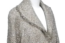 画像をギャラリービューアに読み込む, 新品未使用 CHANEL シャネル ツイードジャケット 7部丈 P58004V43990 シルバー ベージュ ブラック サイズ34 中古 60198