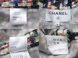 極美品 CHANEL シャネル ツイード ジャケット マルチカラー ココマーク ロゴ マジックテープ P56526V42433 サイズ34 中古 60199