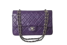 Load image into Gallery viewer, CHANEL マトラッセWフラップチェーンショルダー 5番台 25cm ショルダーバッグ パープル×シルバー金具 ラムスキン 中古 60246