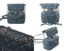 画像をギャラリービューアに読み込む, 極美品 CHANEL シャネル リュック クリアバックパック マトラッセ A57826 グリーン ビニールレザー シルバー金具 中古60306