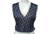 Load image into Gallery viewer, Christian Dior クリスチャンディオール トロッター柄 ベスト ネイビー レーヨン 2P13055000 サイズ38 美品 中古 60315