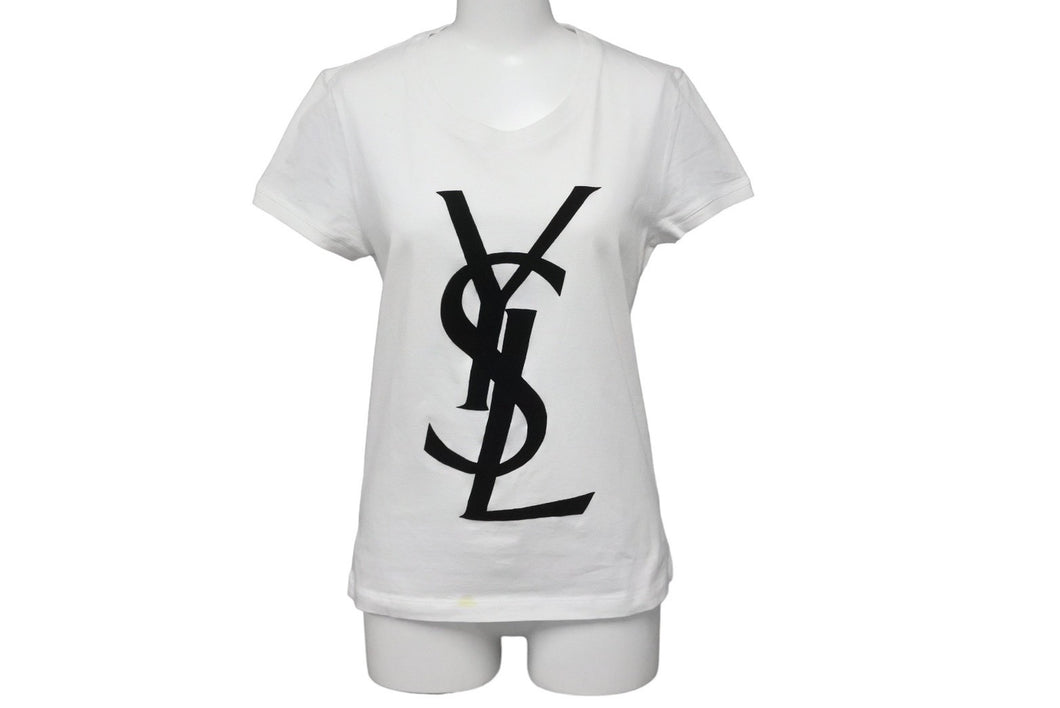 YVES SAINT LAURENT イヴサンローラン 半袖Ｔシャツ ブランドロゴ 118030-X3051 Sサイズ コットン ホワイト 良品 中古 60320