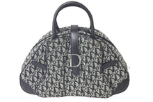 画像をギャラリービューアに読み込む, Christian Dior クリスチャンディオール ボストンバッグ ダブルサドルバッグ トロッター柄 キャンバス ブラック 良品 中古 60343