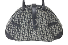 画像をギャラリービューアに読み込む, Christian Dior クリスチャンディオール ボストンバッグ ダブルサドルバッグ トロッター柄 キャンバス ブラック 良品 中古 60343