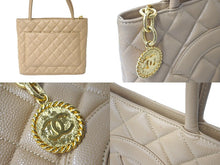 画像をギャラリービューアに読み込む, 極美品 CHANEL シャネル 復刻トート 7番台 ハンドバッグ ココマーク キャビアスキン ベージュ ゴールド金具 中古 60345