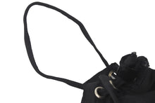 Load image into Gallery viewer, PRADA プラダ 巾着ポーチ トライアングルロゴ ナイロン ブラック シルバー金具 バッグ 小物入れ MV369 良品 中古 60354