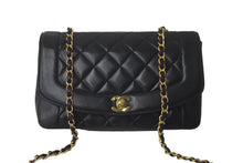 画像をギャラリービューアに読み込む, CHANEL シャネル ショルダーバッグ マトラッセ ダイアナ 25 シングルフラップ シングルチェーン ブラック 美品 中古 60359