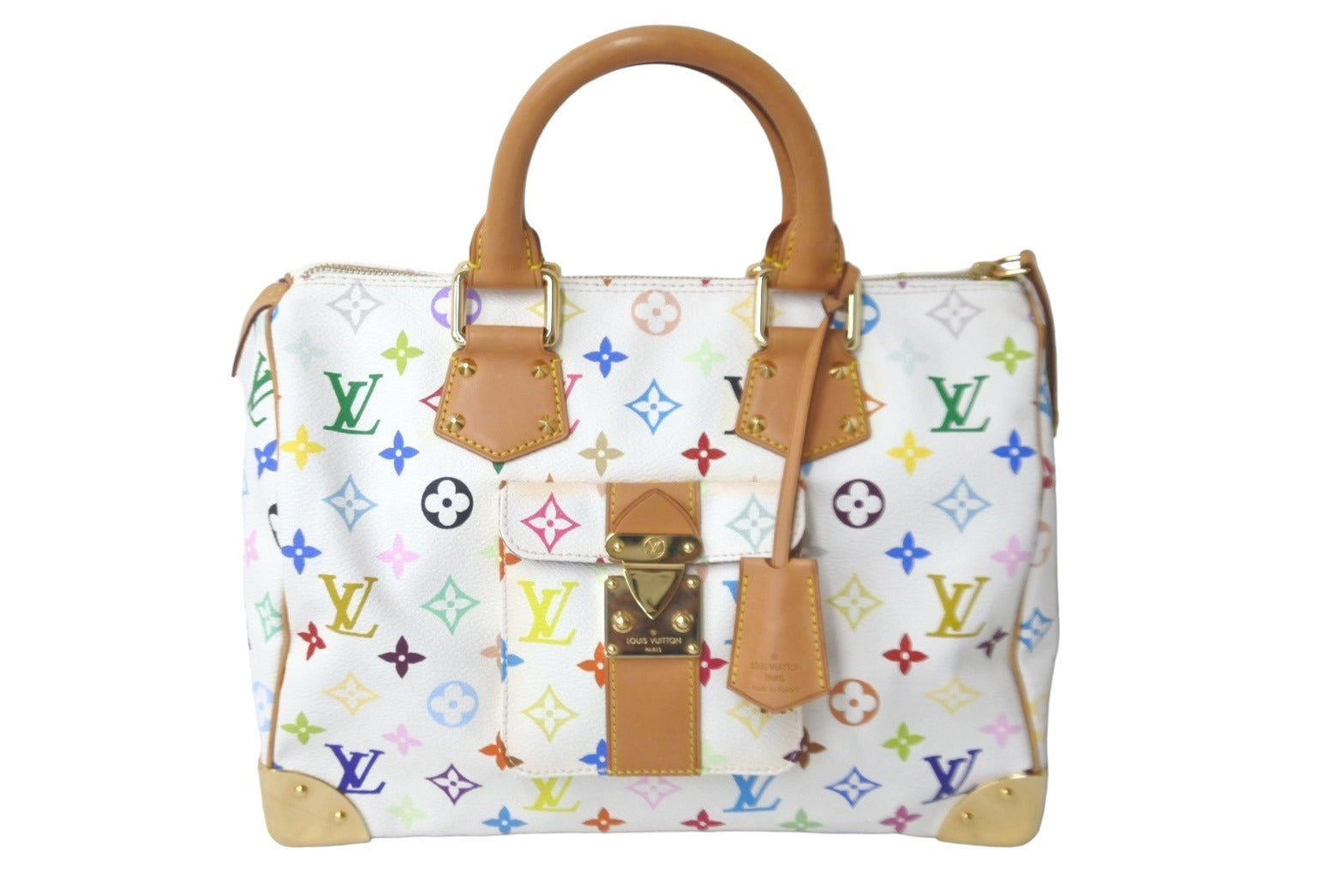 LOUIS VUITTON ルイ ヴィトン ハンドバッグ スピーディ30 村上隆 M92643 PVC レザー ホワイト マルチカラー 美品 中古  60379 – Casanova Vintage