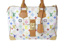 画像をギャラリービューアに読み込む, LOUIS VUITTON ルイ ヴィトン ハンドバッグ スピーディ30 村上隆 M92643 PVC レザー ホワイト マルチカラー 美品 中古 60379