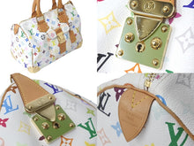 画像をギャラリービューアに読み込む, LOUIS VUITTON ルイ ヴィトン ハンドバッグ スピーディ30 村上隆 M92643 PVC レザー ホワイト マルチカラー 美品 中古 60379