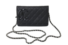 画像をギャラリービューアに読み込む, 極美品 CHANEL シャネル カンボンライン A46646 チェーンウォレット ショルダー 黒 黒 ブラック シルバー金具 中古 60386