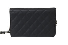 画像をギャラリービューアに読み込む, 極美品 CHANEL シャネル カンボンライン A46646 チェーンウォレット ショルダー 黒 黒 ブラック シルバー金具 中古 60386