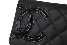 画像をギャラリービューアに読み込む, 極美品 CHANEL シャネル カンボンライン A46646 チェーンウォレット ショルダー 黒 黒 ブラック シルバー金具 中古 60386