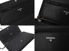 画像をギャラリービューアに読み込む, 極美品 CHANEL シャネル カンボンライン A46646 チェーンウォレット ショルダー 黒 黒 ブラック シルバー金具 中古 60386