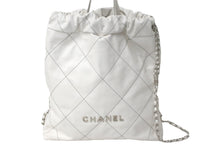 Load image into Gallery viewer, 新品同様 CHANEL シャネル 22 リュック バックパック AS3313レザー ホワイトシルバー金具 中古 60416
