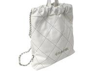 Load image into Gallery viewer, 新品同様 CHANEL シャネル 22 リュック バックパック AS3313レザー ホワイトシルバー金具 中古 60416