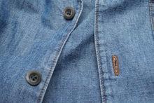 Load image into Gallery viewer, 極美品 PRADA プラダ 三角プレートシャンブレー半袖シャツ サイズXXXL GEC068 S212 12N1 ブルー 中古 60474