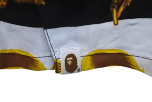 極美品 A BATHING APE アベイシングエイプ 長袖シャツ ダブル エイプヘッド サイズS 総柄 レーヨン 001SHH301008X 中古 60475